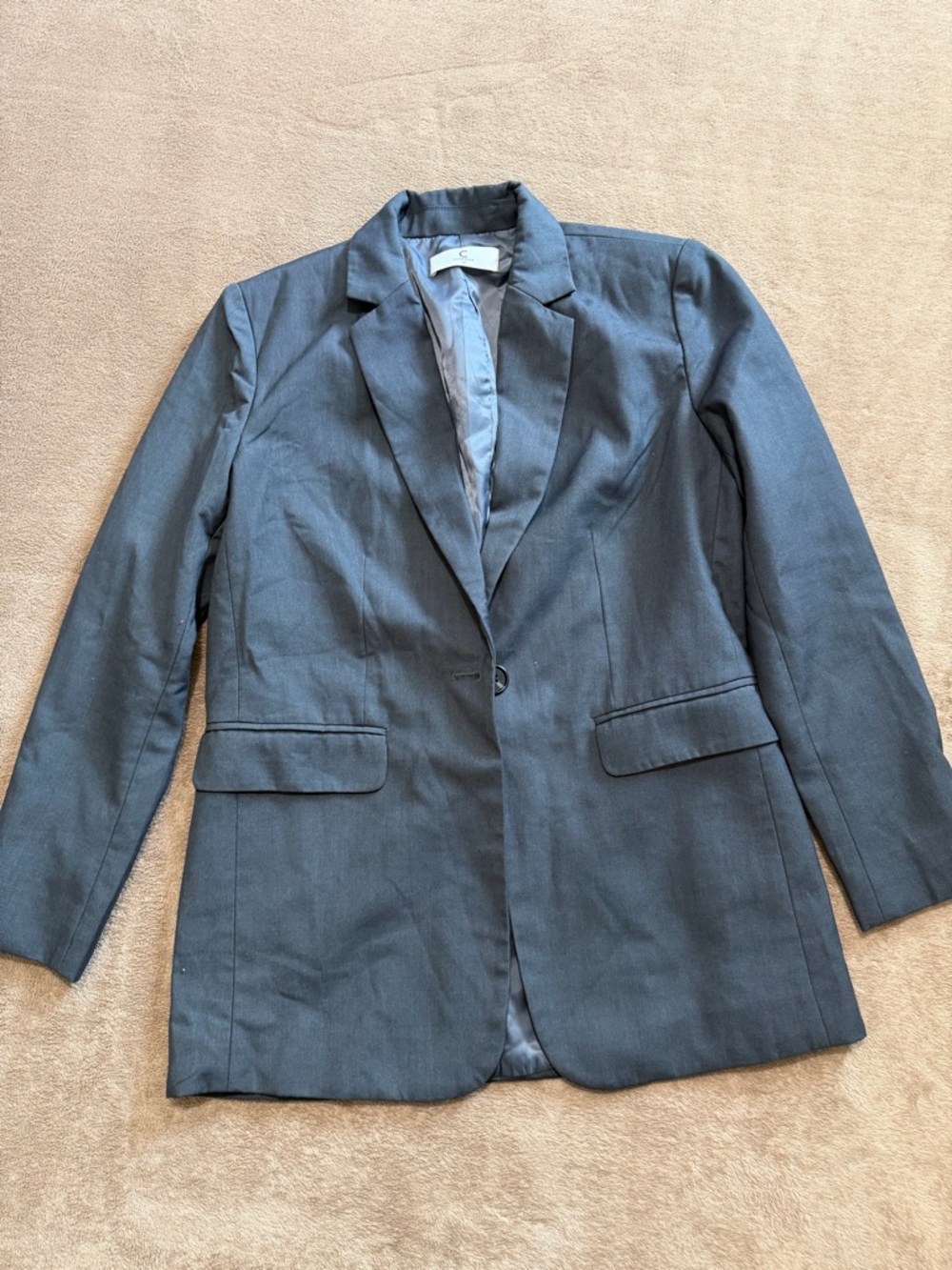 Women's Single-Button Charcoal Gray Blazer